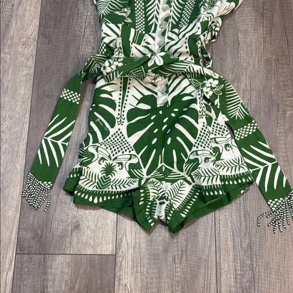 FARM Rio Green and White Tropical Romper - Picture 4 of 7